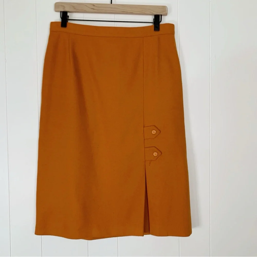 Vintage Jonathan Logan Orange Wool Skirt L - Picture 1 of 7